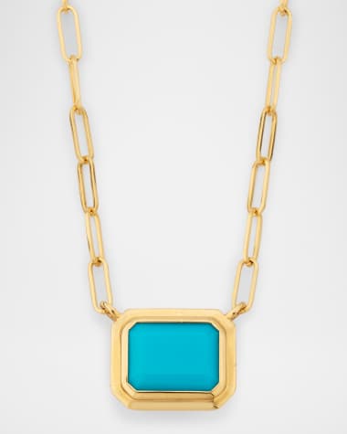 Goshwara Manhattan 18K Yellow Gold Turquoise Pendant Necklace