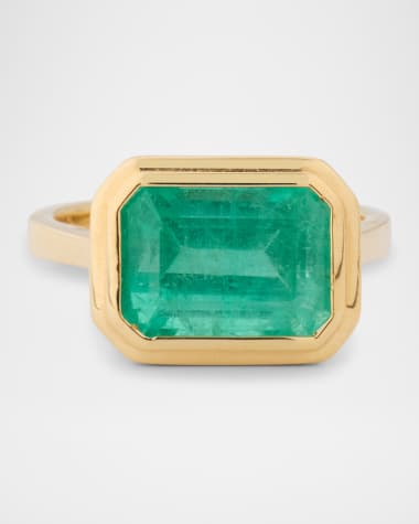 Goshwara Limited Edition 18K Yellow Gold Emerald East West Ring