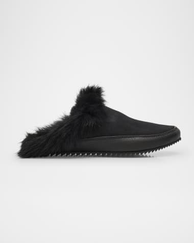Pedro Garcia Jan Fur-Lined Mixed Leather Slippers
