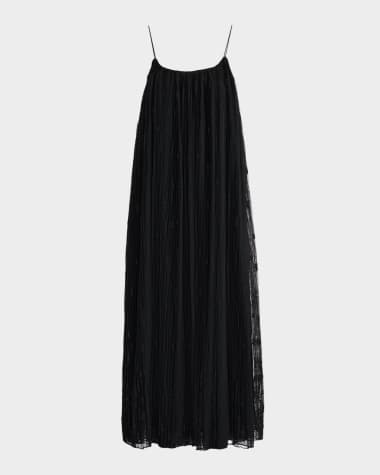 Toteme Floral Embroidered Plisse Tulle Maxi Dress