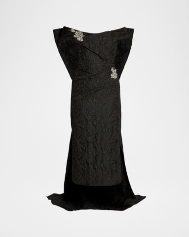 Erdem Crystal Off-The-Shoulder Cape Midi Cocktail Dress