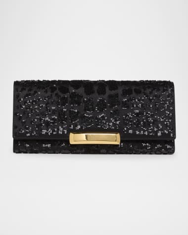 TOM FORD Bar Croc-Effect Sequin Clutch Bag in Viscose and Leather