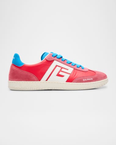 Balmain Men's Swan Suede and Nylon Low-Top Sneakers