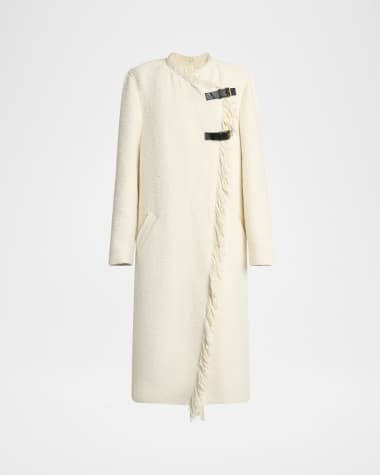 Isabel Marant Gameia Long Fringe-Trim Linen Coat