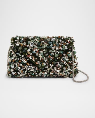 Dries Van Noten Stone-Embellished Envelope Clutch Bag