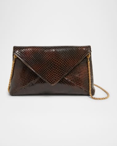 Dries Van Noten Small Embossed Leather Envelope Clutch Bag