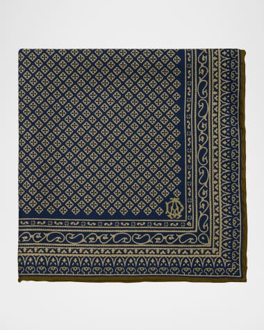 dunhill Men's Diamond-Woven Mulberry Silk Pocket Square