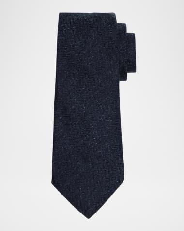 dunhill Men's Mulberry Silk and Cotton Herringbone Tie