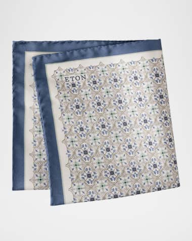 Eton Men's Medallion Silk Pocket Square