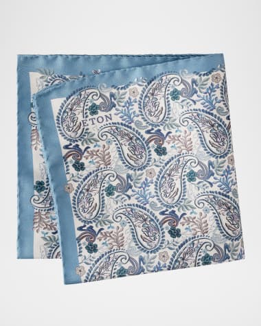 Eton Men's Paisley Silk Pocket Square