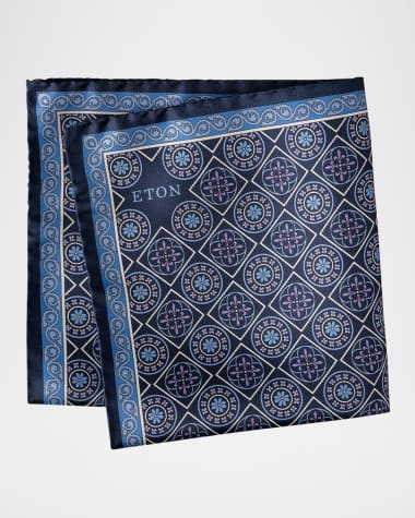 Eton Men's Medallion Silk Pocket Square