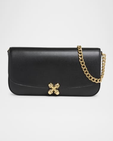 McQueen Skull Flower Leather Shoulder Bag