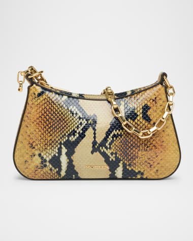 McQueen T-Bar Python-Embossed Leather Mini Pouch Bag