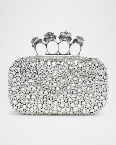 McQueen Skull Spider Four Ring Crystal Clutch Bag