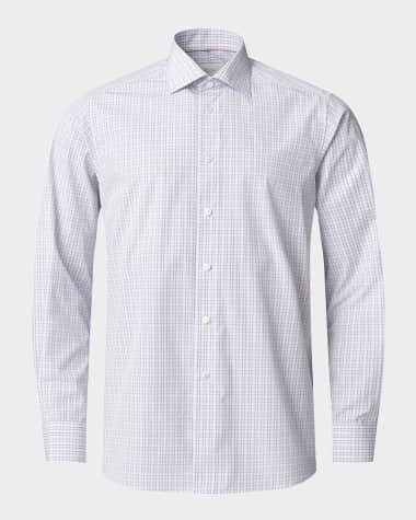 Eton Men's Elevated Grid Check Supima 120 Contemporary-Fit Dress Shirt