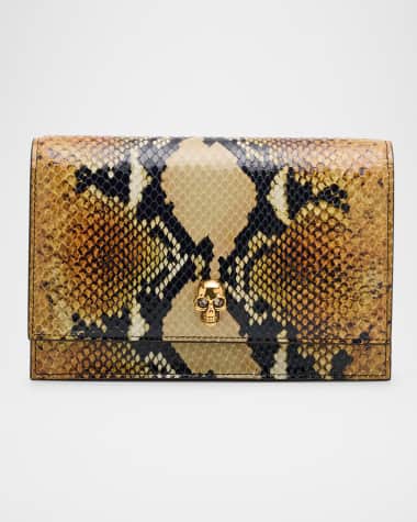 McQueen Small Skull Python-Embossed Crossbody Bag