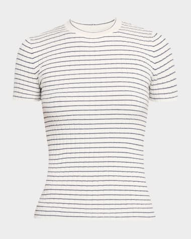 Emporio Armani Striped Crewneck Rib Knit Tee