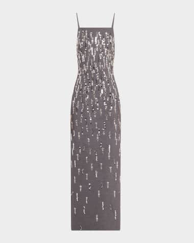 Prabal Gurung Square-Neck Crystal Tubino Gown