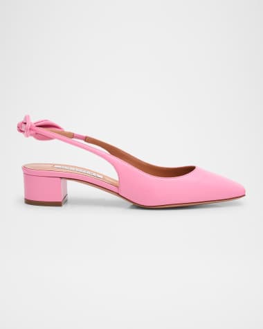 Aquazzura Very Bow Tie Leather Slingback Pumps