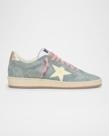 Golden Goose Ballstar Suede Metallic Low-Top Sneakers