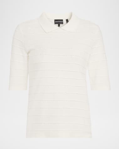 Emporio Armani Scallop-Trim Cotton Jersey Tee