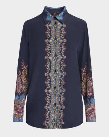 Etro Long-Sleeve Printed Silk Shirt