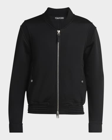 TOM FORD Men's Cotton and Viscose Ribbed Bomber Jacket