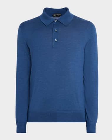 TOM FORD Men's Cashmere and Silk Long-Sleeve Polo Sweater