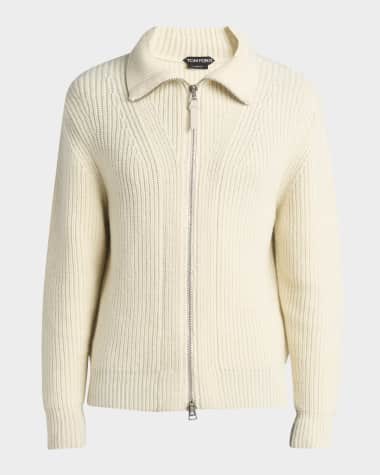 TOM FORD Men's Wool and Mohair Blend Full Zip Sweater