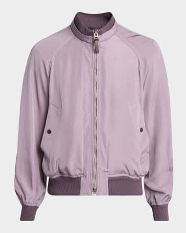 TOM FORD Men's Silk Taffeta Knit Bomber Jacket