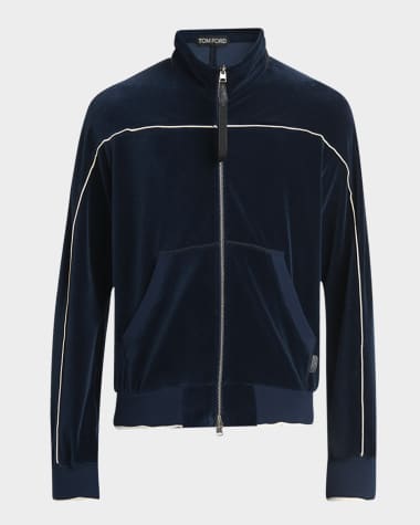 TOM FORD Men's Velour Piped Full-Zip Track Jacket