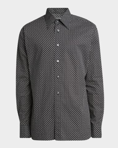 TOM FORD Men's Geometric Cotton Voile Sport Shirt