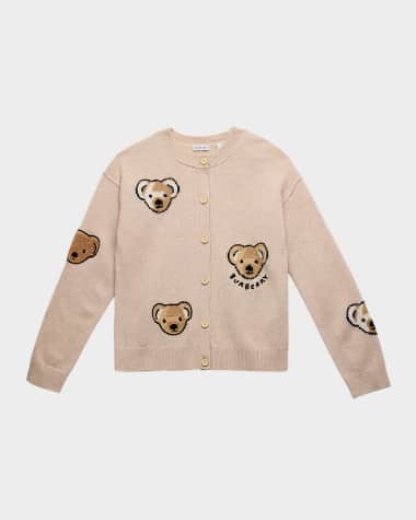 Burberry Girl's Lesa Thomas Bear Intarsia Cardigan, Size 3-14
