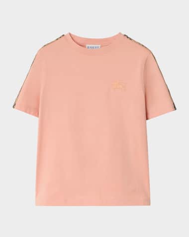 Burberry Girl's Cedar Check Tape Short-Sleeve T-Shirt, Size 4-14