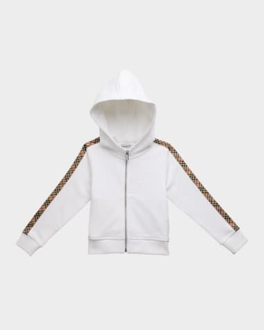 Burberry Girl's Elin Check Tape Zipped Hoodie, Size 3-14