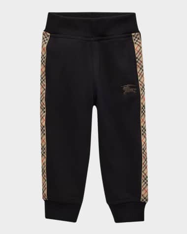Burberry Boy's Jackson Check Tape Jog Pants, Size Newborn-14