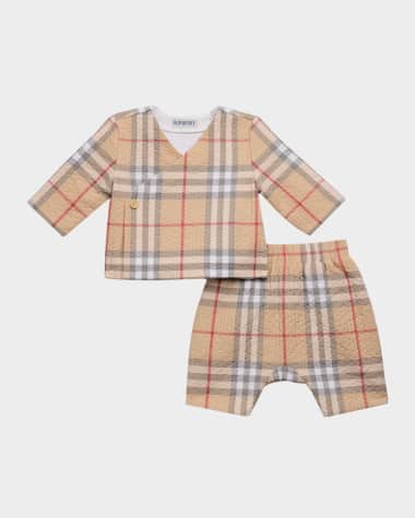 Burberry Kid's Diner Quilted Top & Shorts 2-Piece Set, Size Newborn- 6