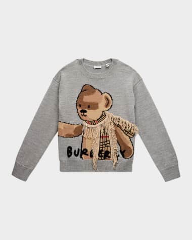 Burberry Boy's Teddy Scarf Crewneck Sweater, Size 3-14