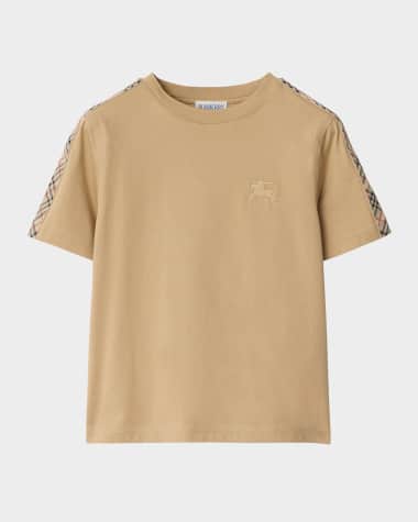 Burberry Boy's Cedar Check Tape Short-Sleeve T-Shirt, Size 4-14