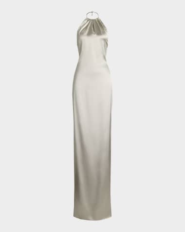 Ralph Lauren Collection Corra Lux Stretch Satin Sleeveless Halter Gown
