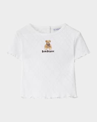 Burberry Girl's Penny Bear Ruffled Pointelle Knit T-Shirt, Size 6M-2
