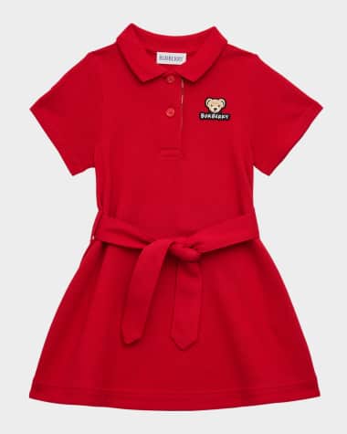 Burberry Girl's Astrid Bear Patch Polo Dress, Size 6M-2