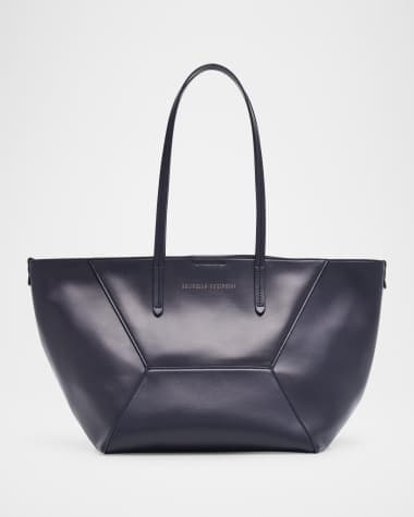 Brunello Cucinelli Duo Small Leather Shopper Tote Bag