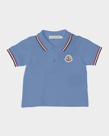 Moncler Boy's Tricolor-Trim Short-Sleeve Polo Shirt, Size 6M-3
