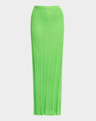 Gabriela Hearst Daniella Plisse Silk Knit Maxi Skirt