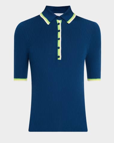 Gabriela Hearst Perro Rib Short-Sleeve Polo Shirt