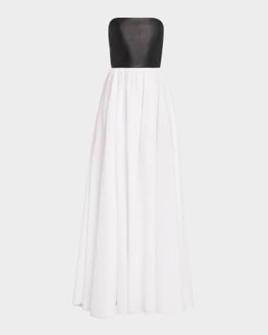 Gabriela Hearst Lehti Mixed-Media Strapless Maxi Dress