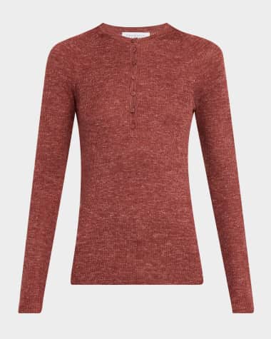 Gabriela Hearst Anges Cashmere Rib Henley Sweater