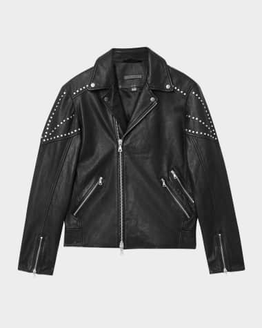John Varvatos Men's Daniel Studded Leather Biker Jacket