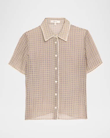 FRAME The Houndstooth Silk Blouse
